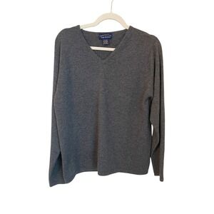 Charter Club Womens Gray 2 Ply Cashmere V Neck Sweater Size M